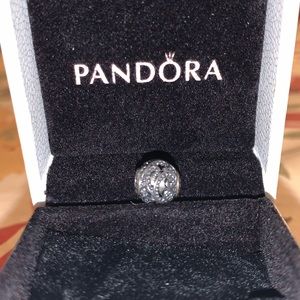 Silver Pandora charm with rhinestones